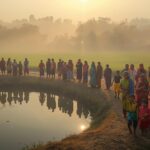 पनघट की सादगी: एक गाँव और मेहमान की कहानी